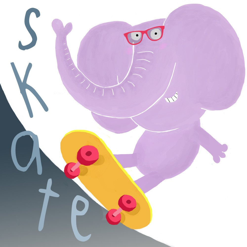 Skate! Cooler Elefant im Skatepark von Künstlerin Carla Daly