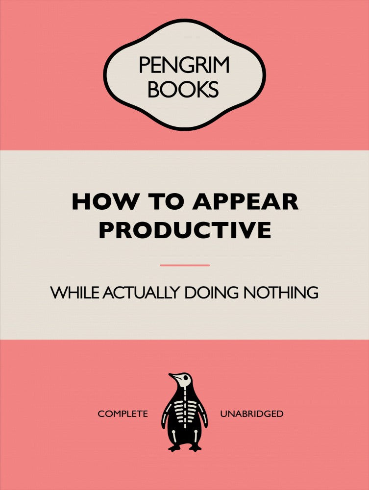 How To Appear Productive - Funny Vintage Book Cover - Sarcastic Self Help - Pink