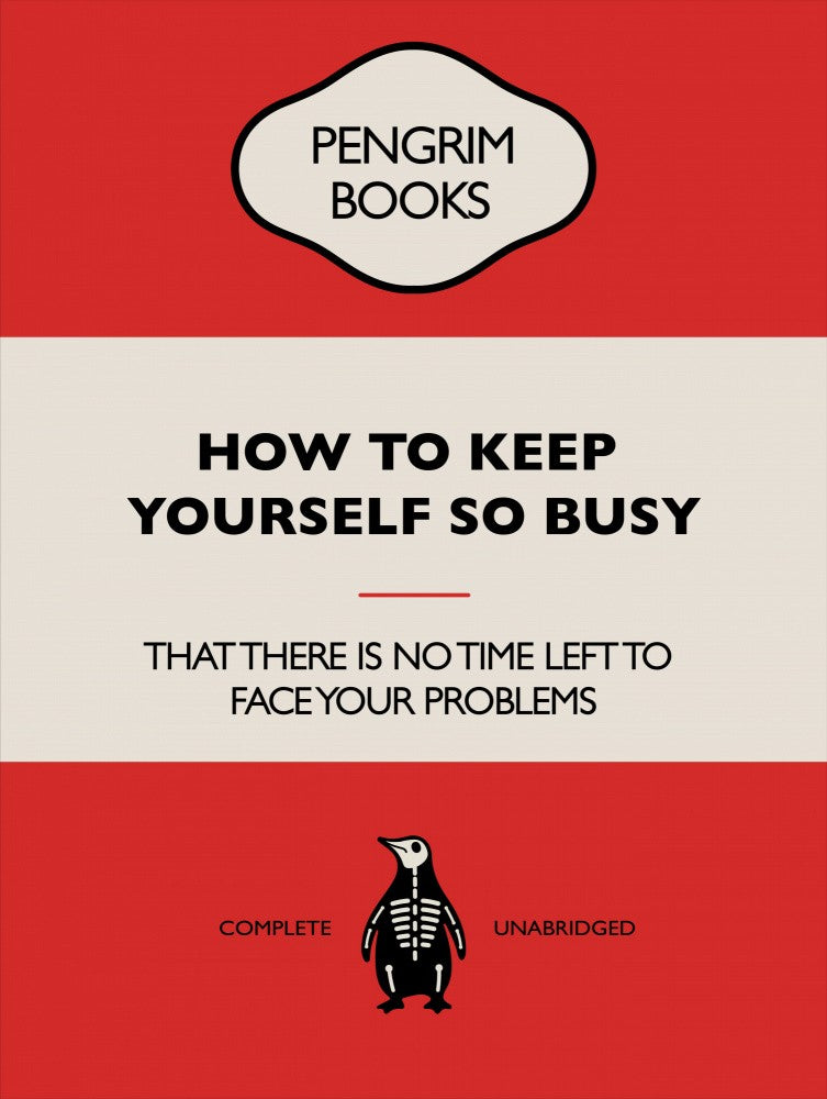 How To Keep Yourself so Busy - Funny Vintage Book Cover - Sarcastic Self Help - Red