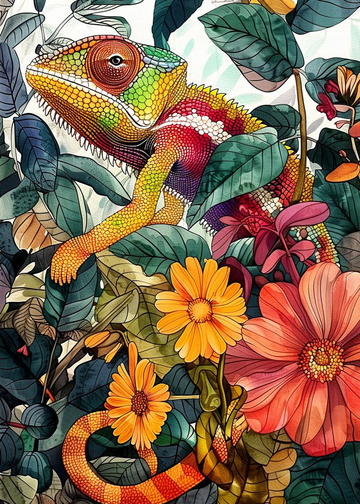 Chameleon watercolor animal art 2