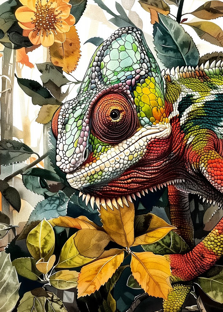 Chameleon watercolor animal art 3