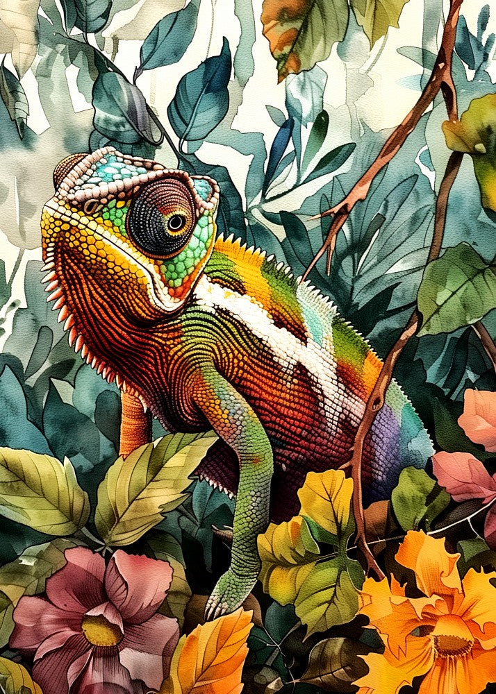 Chameleon watercolor animal art 4