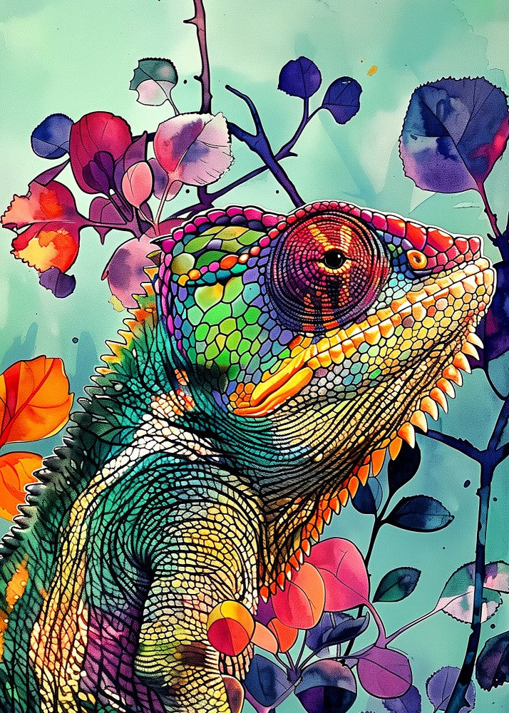 Chameleon watercolor animal art 5