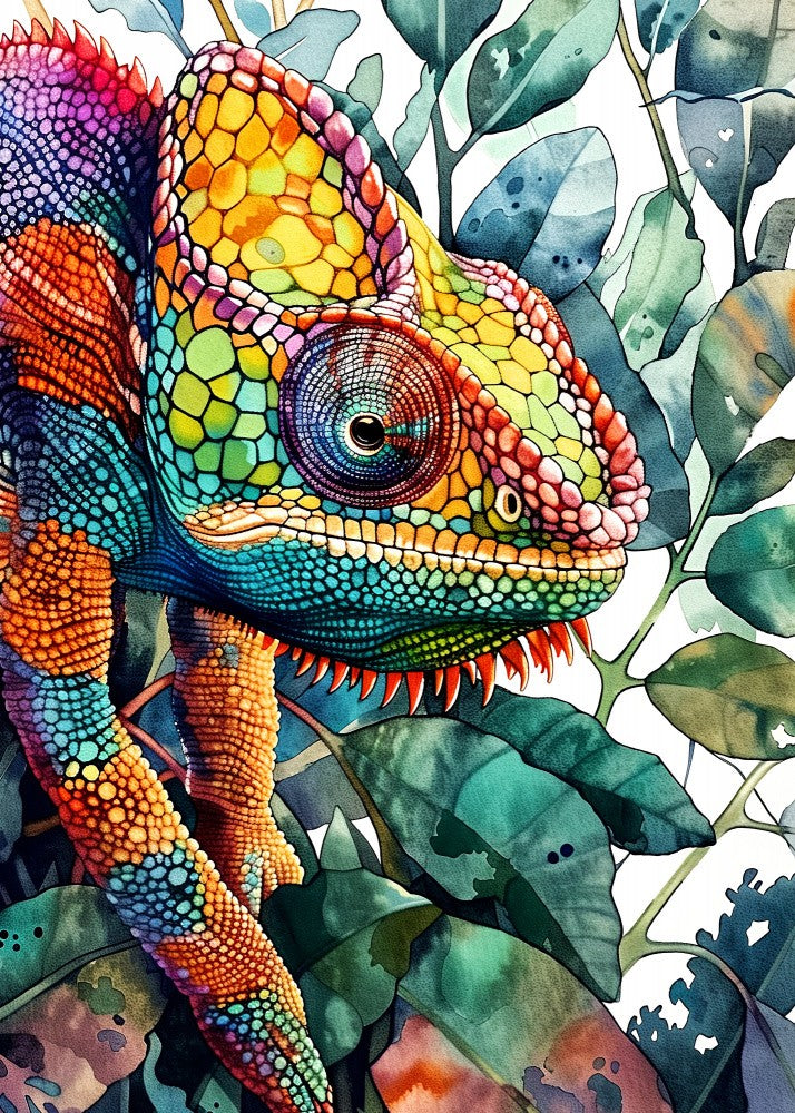 Chameleon watercolor animal art 6