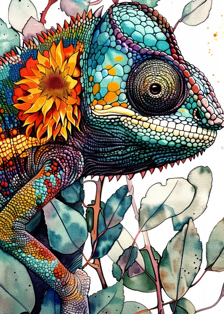 Chameleon watercolor animal art 7