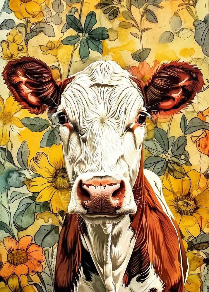 Cow watercolor animal art 1