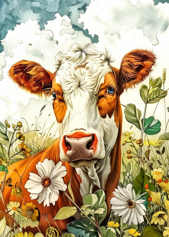 Cow watercolor animal art 2