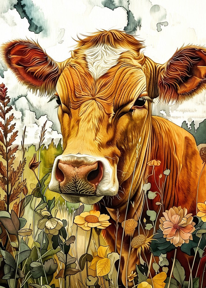 Cow watercolor animal art 3