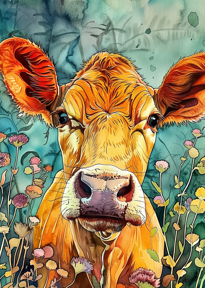 Cow watercolor animal art 4