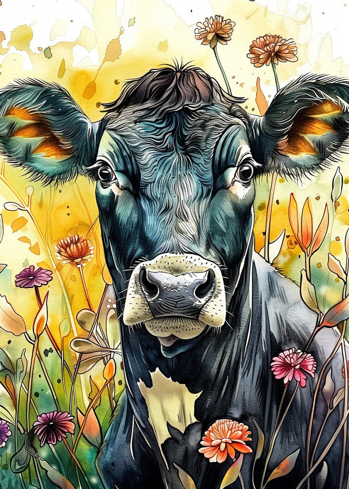 Cow watercolor animal art 5