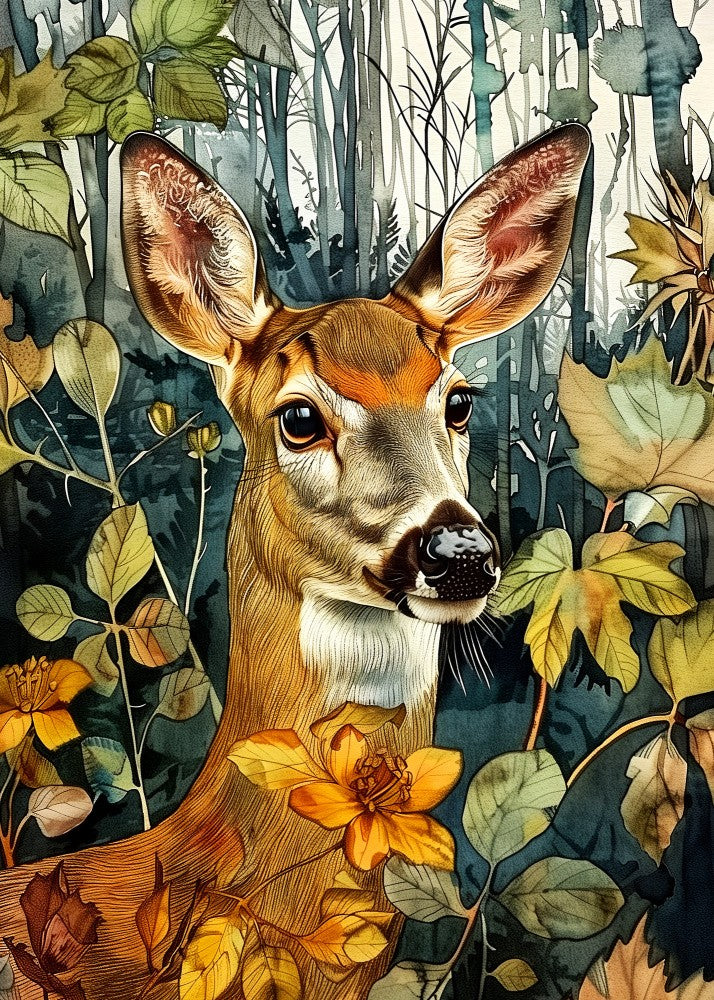 Deer watercolor animal art 1