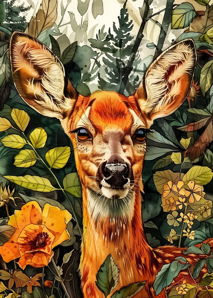 Deer watercolor animal art 2