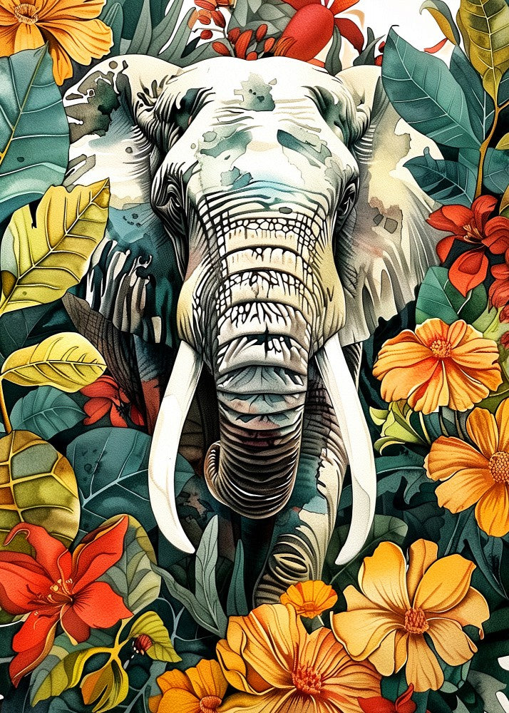 Elephant watercolor animal art 1