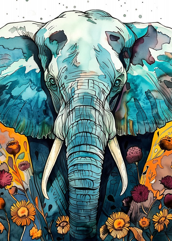 Elephant watercolor animal art 3