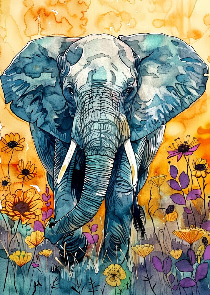 Elephant watercolor animal art 2