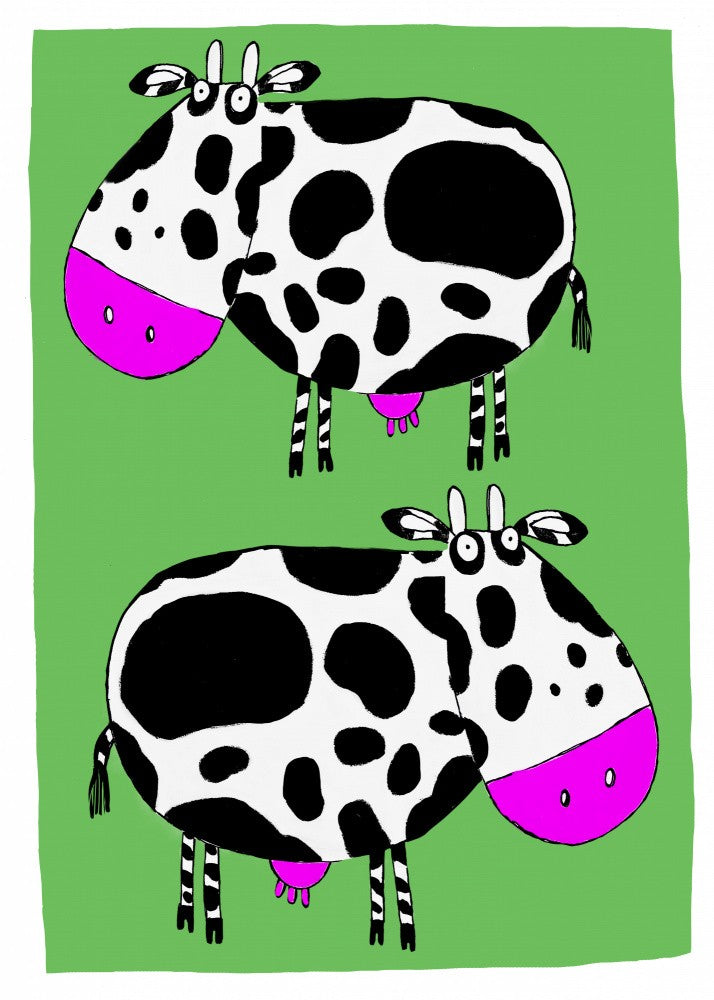 2 Cows in a Field by Artist Carla Daly