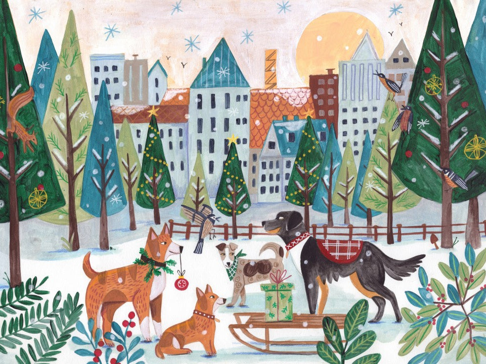 Dogs in the park Christmas