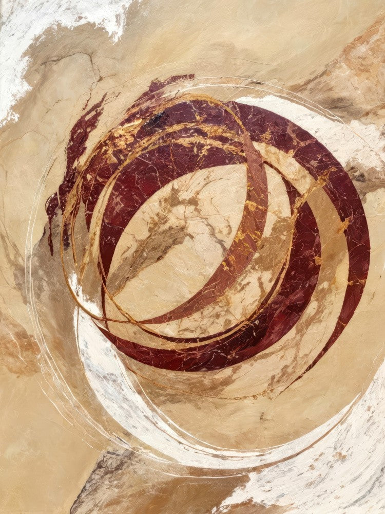 Maroon And Beige Tones Dynamic Circular Shapes