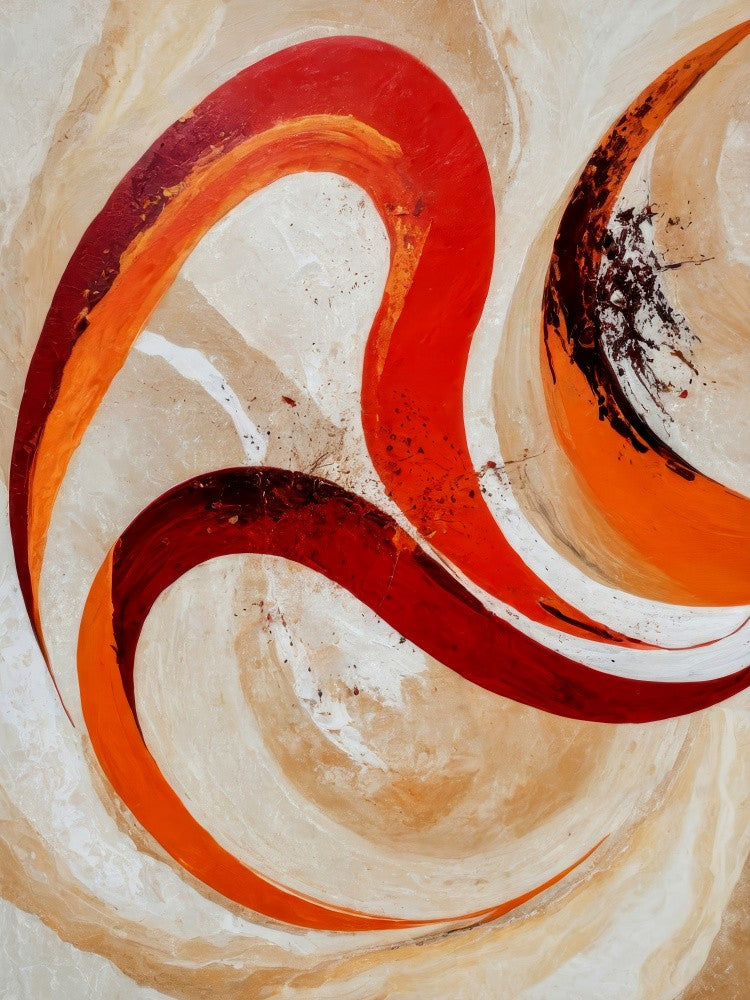 Red And Orange Swirls On A Neutral Background