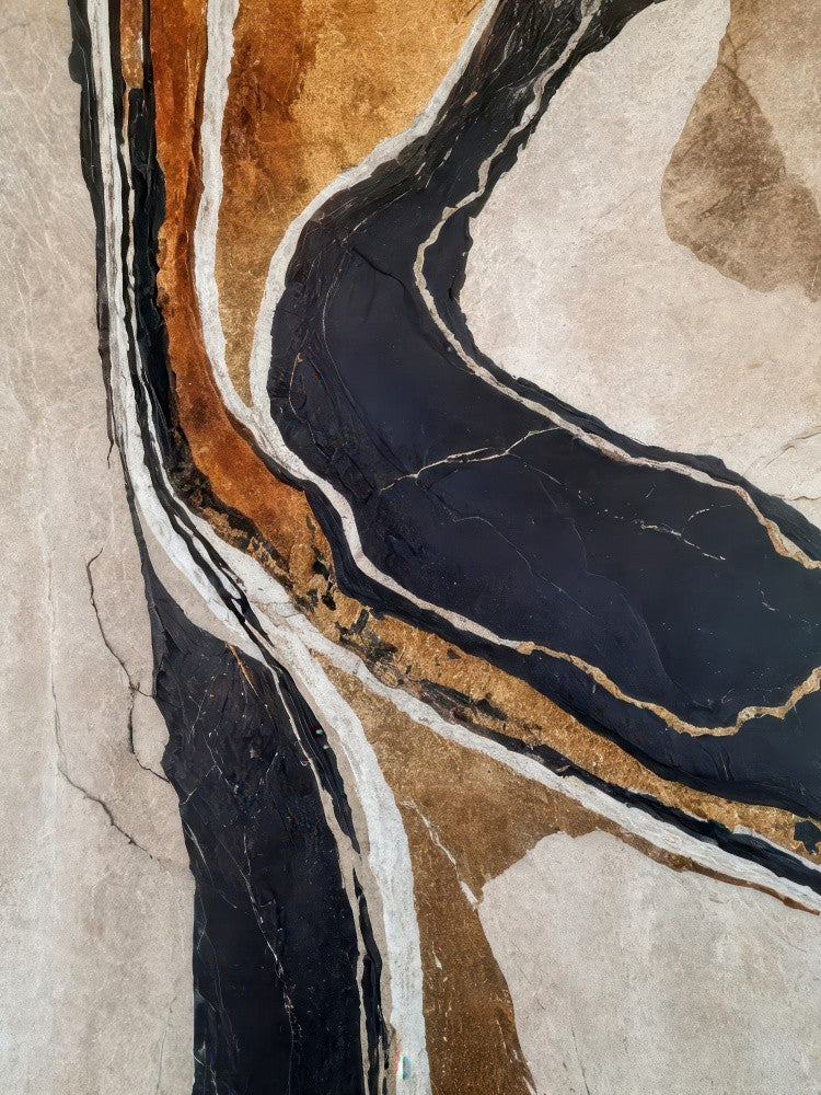 Textured Earth In Black and Gold
