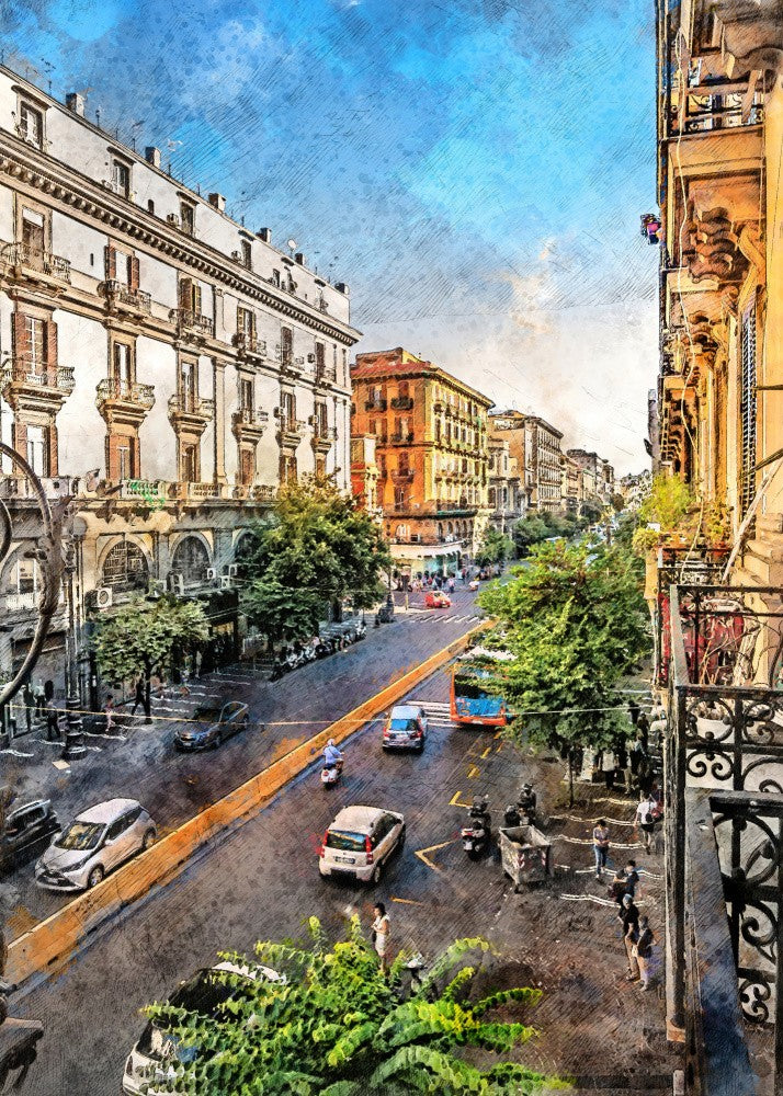 Naples City Watercolor Art Italy (8)