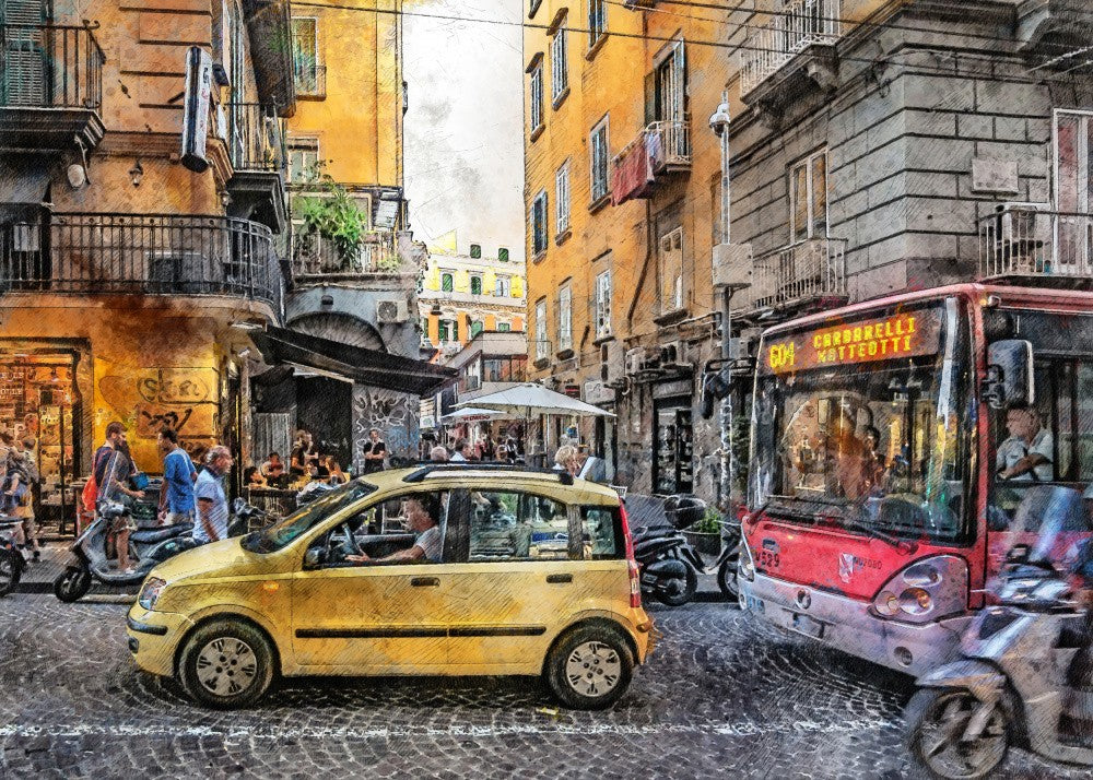 Naples City Watercolor Art Italy (9)