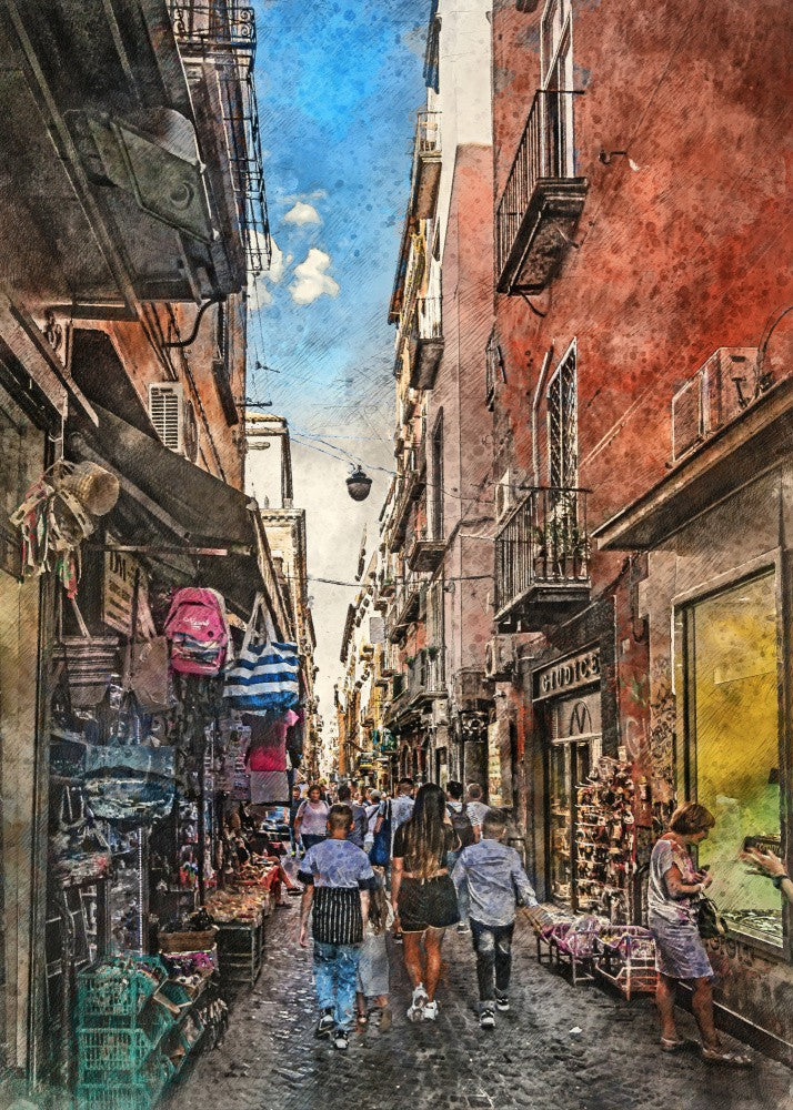 Naples City Watercolor Art Italy (10)