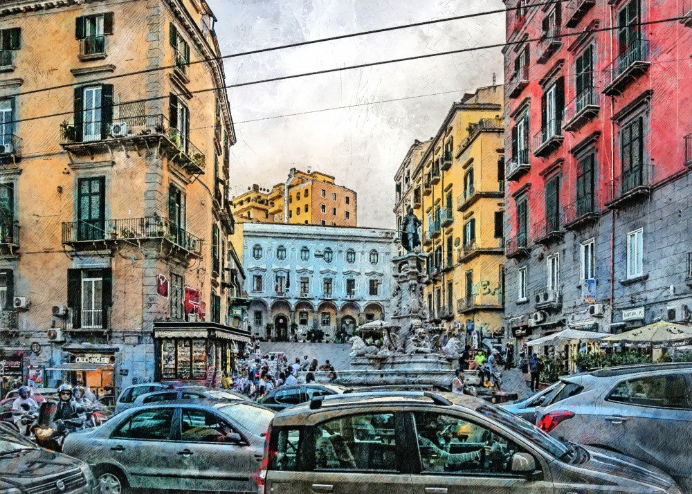 Naples City Watercolor Art Italy (13)