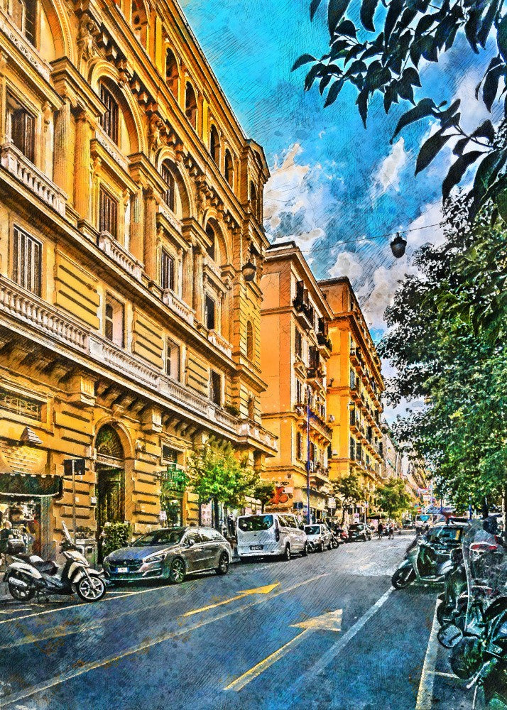Naples City Watercolor Art Italy (15)
