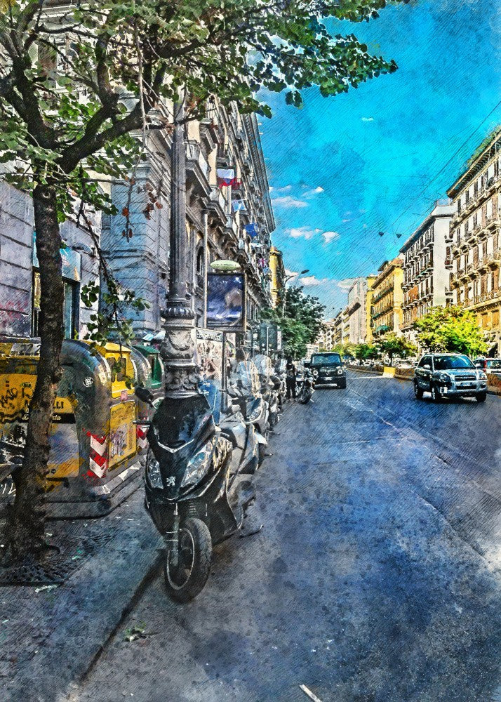 Naples City Watercolor Art Italy (16)