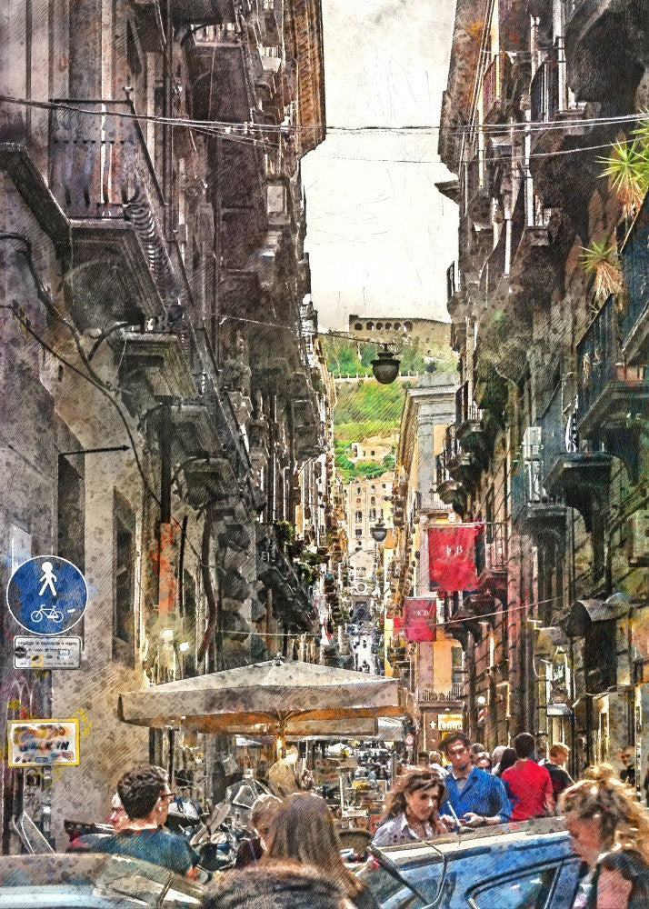 Naples City Watercolor Art Italy (17)