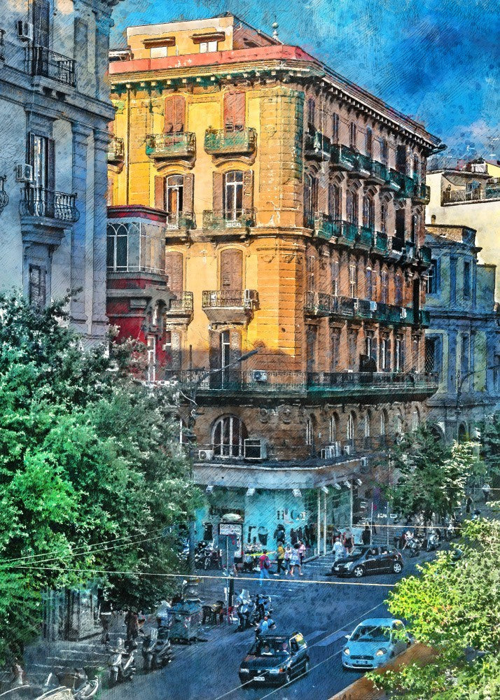 Naples City Watercolor Art Italy (22)