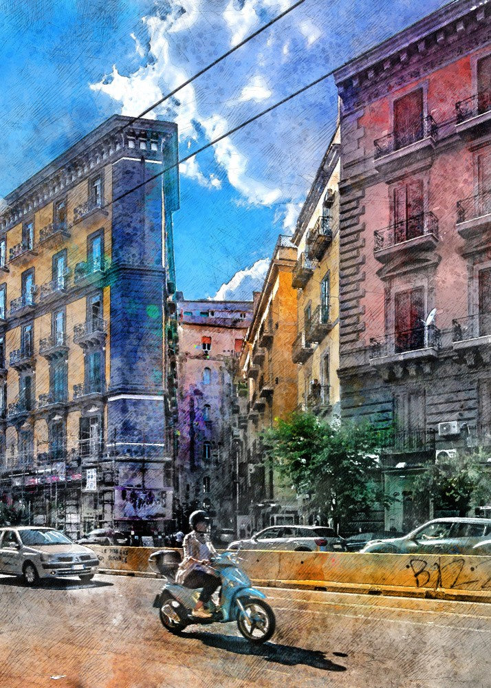 Naples City Watercolor Art Italy (23)