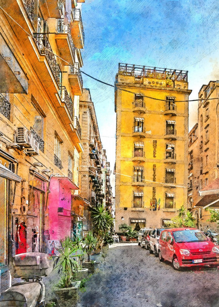 Naples City Watercolor Art Italy (25)