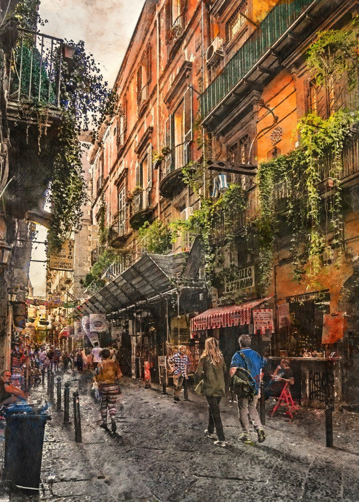 Naples City Watercolor Art Italy (26)