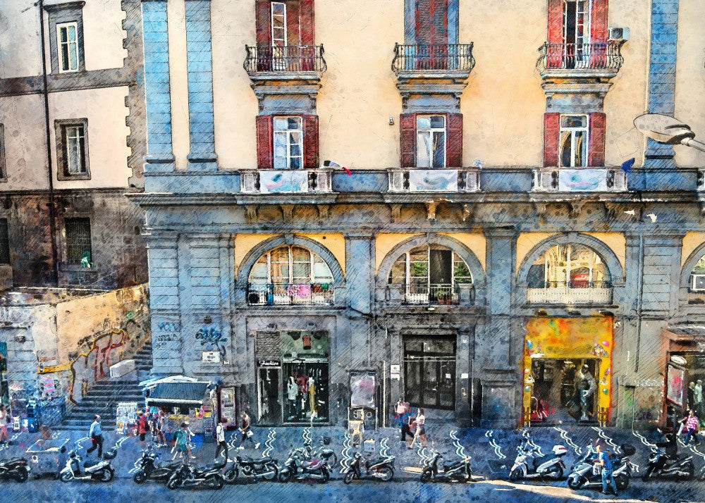 Naples City Watercolor Art Italy (28)