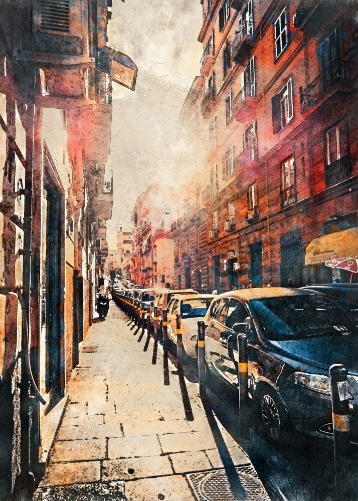 Naples City Watercolor Art Italy (27)