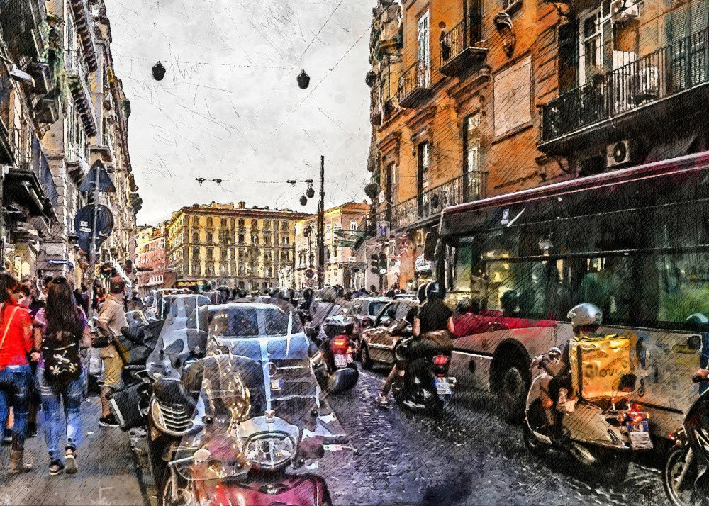 Naples City Watercolor Art Italy (30)