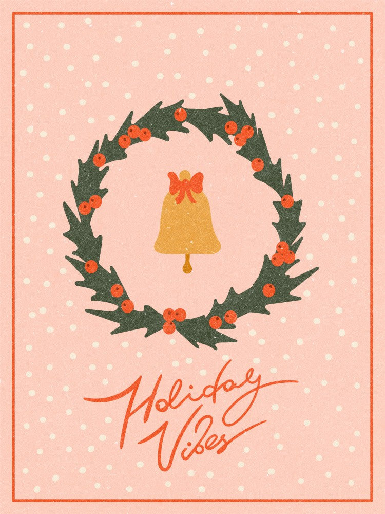 Christmas wreath with bell and bow
