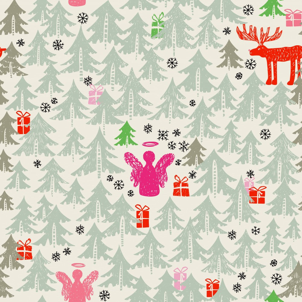 X-Mas Winter angel and reindeer pattern