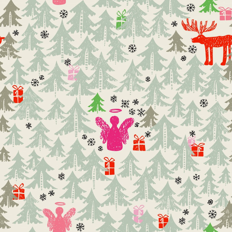 X-Mas Winter angel and reindeer pattern