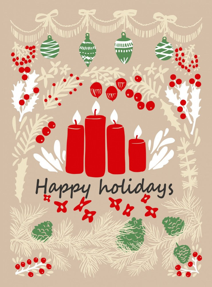 happy holidays - folk art illustration
