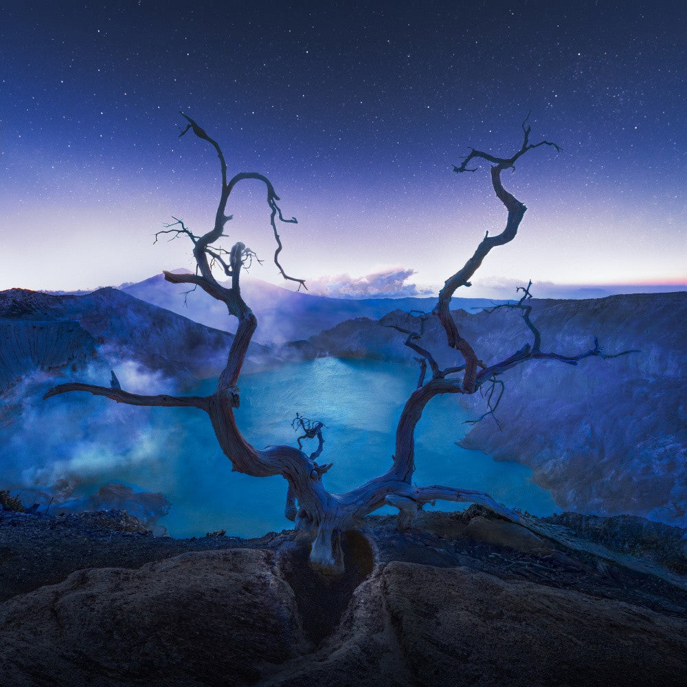 volcano in night sky