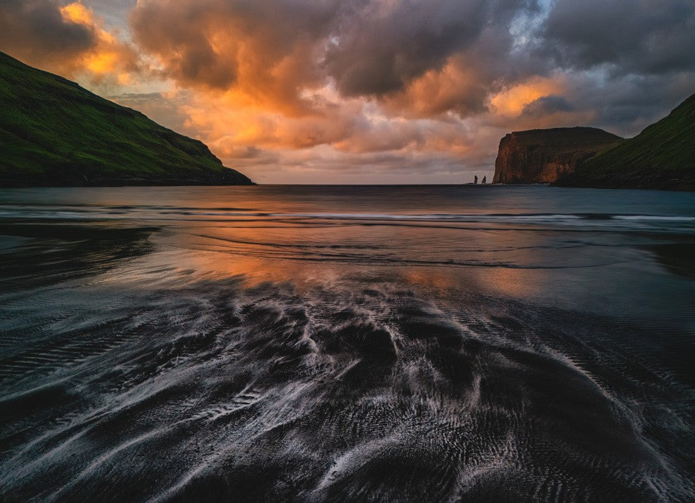 Sunset at Tjornuvik Beach