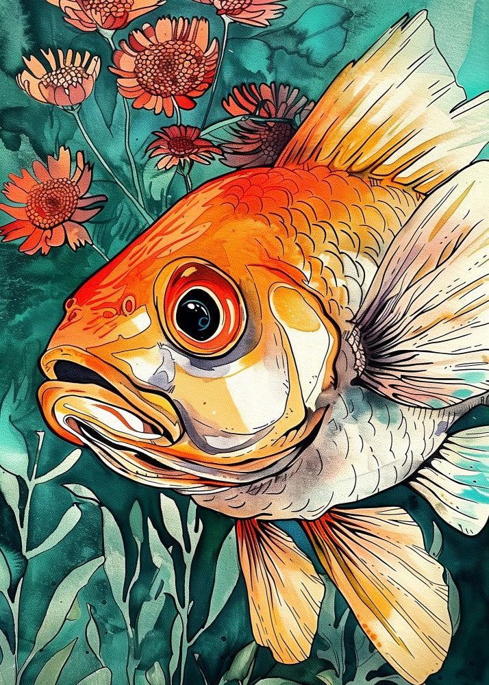 Animal watercolor art fish 6