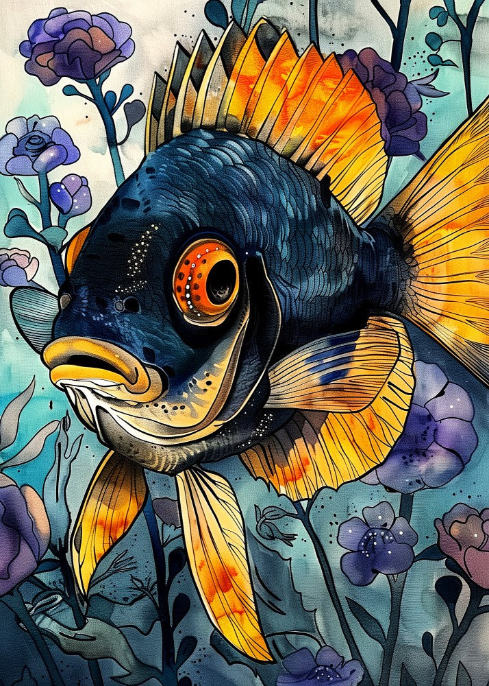 Animal watercolor art fish 7