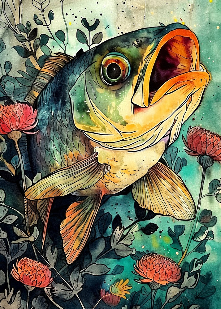 Animal watercolor art fish 10