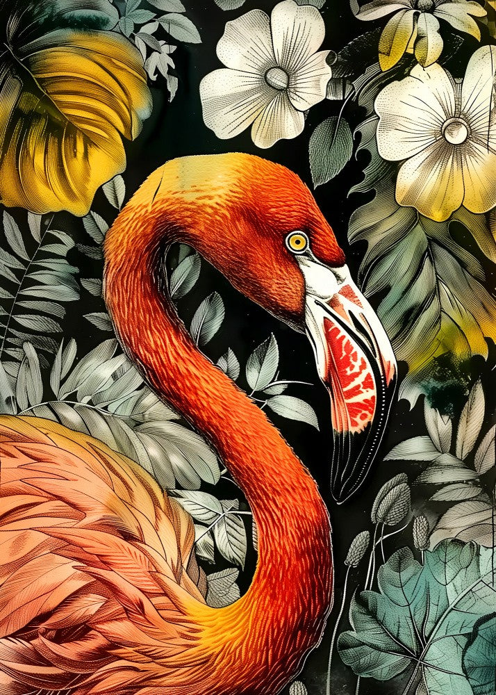 Animal watercolor art bird Flamingo 2