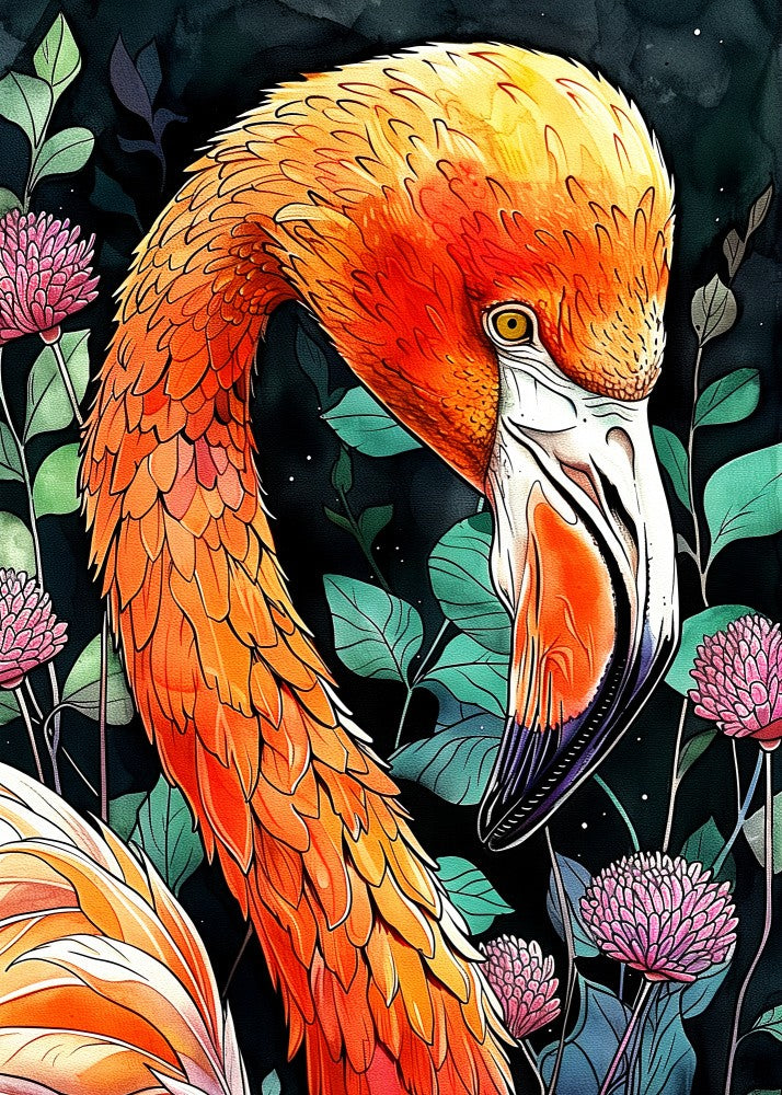 Animal watercolor art bird Flamingo 4
