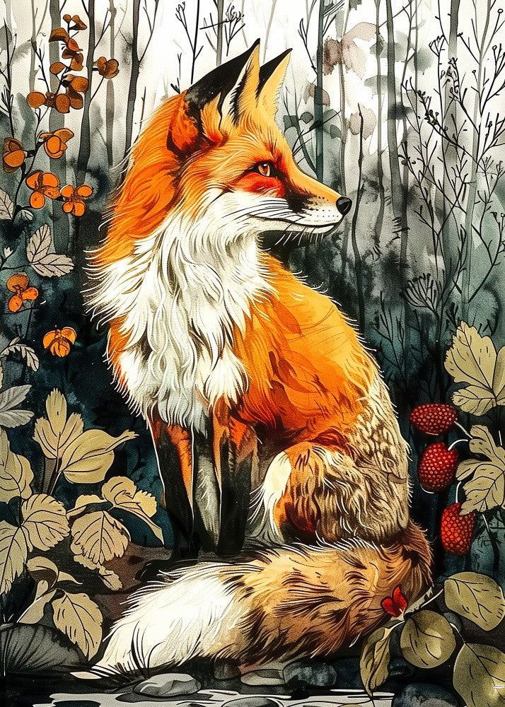 Animal watercolor art Fox 2